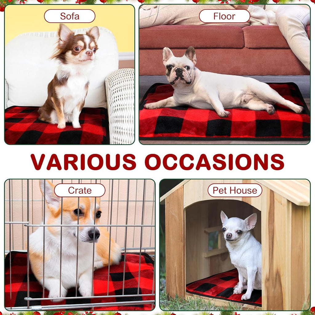 4Pack Self Heating Cat Pad Self Warming Dog Mat, Plaid, 16 x 20 Inches