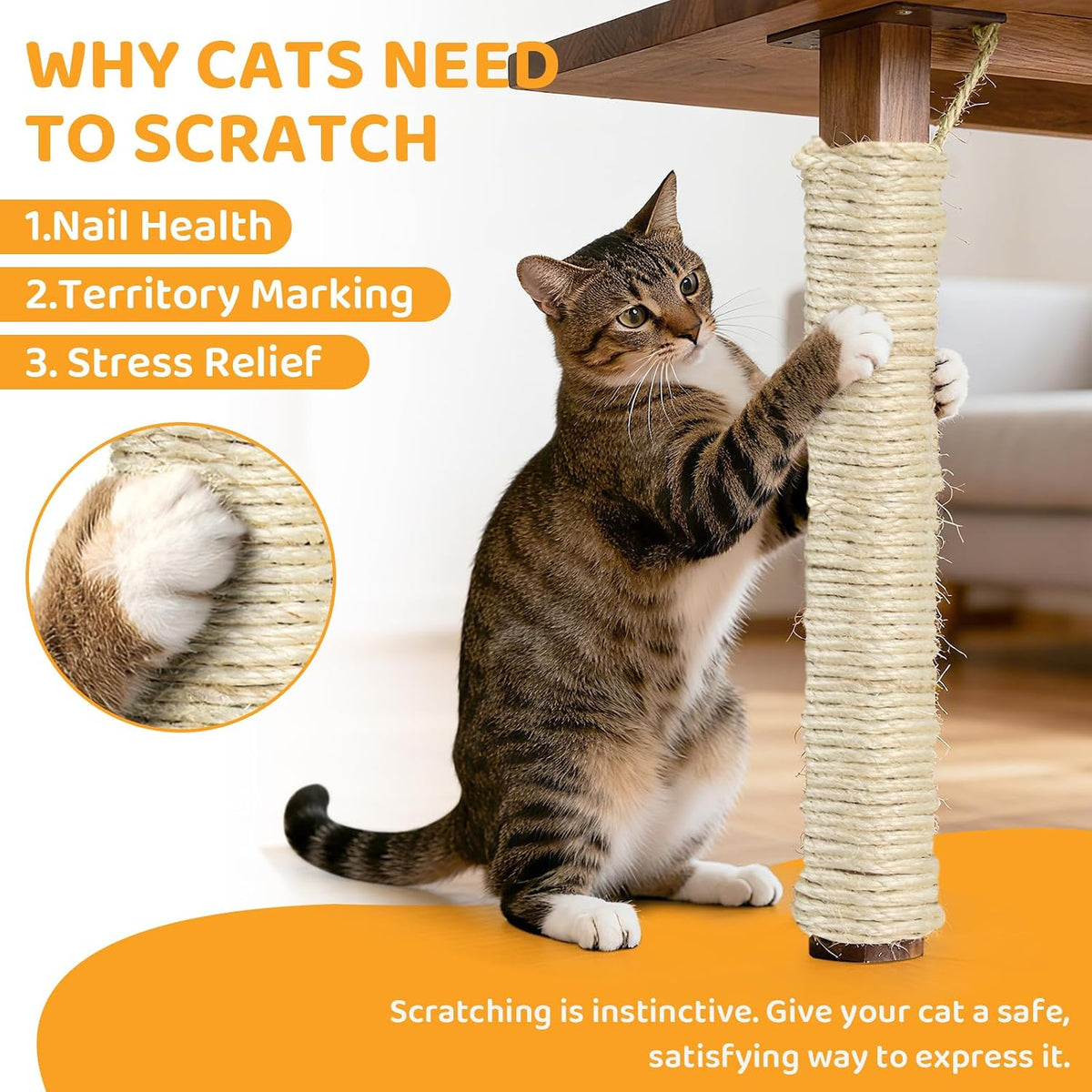 White Sisal Rope for Cat Tree and Scratching Post 5mm 1/5 Inch, 100 Feet