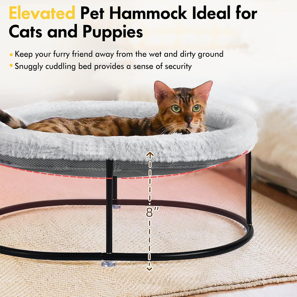 Elevated Cat Hammock, Fluffy Cuddle Cat Bed for Multiple Cats