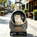 Cat Carrier Backpack with Trolley, Space Capsule Bubble Window (Gray)