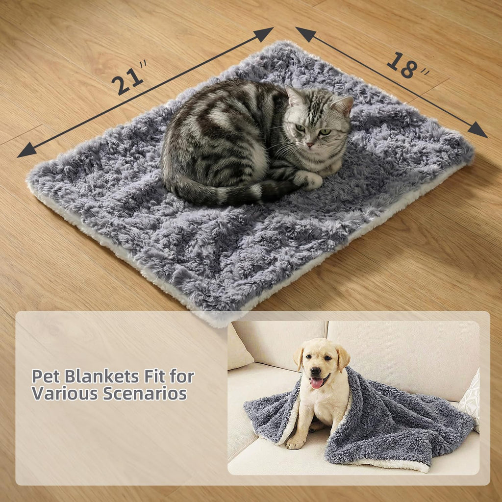 Cat Blanket for Indoor Cats, Soft Faux Fur & Sherpa, Dark Grey