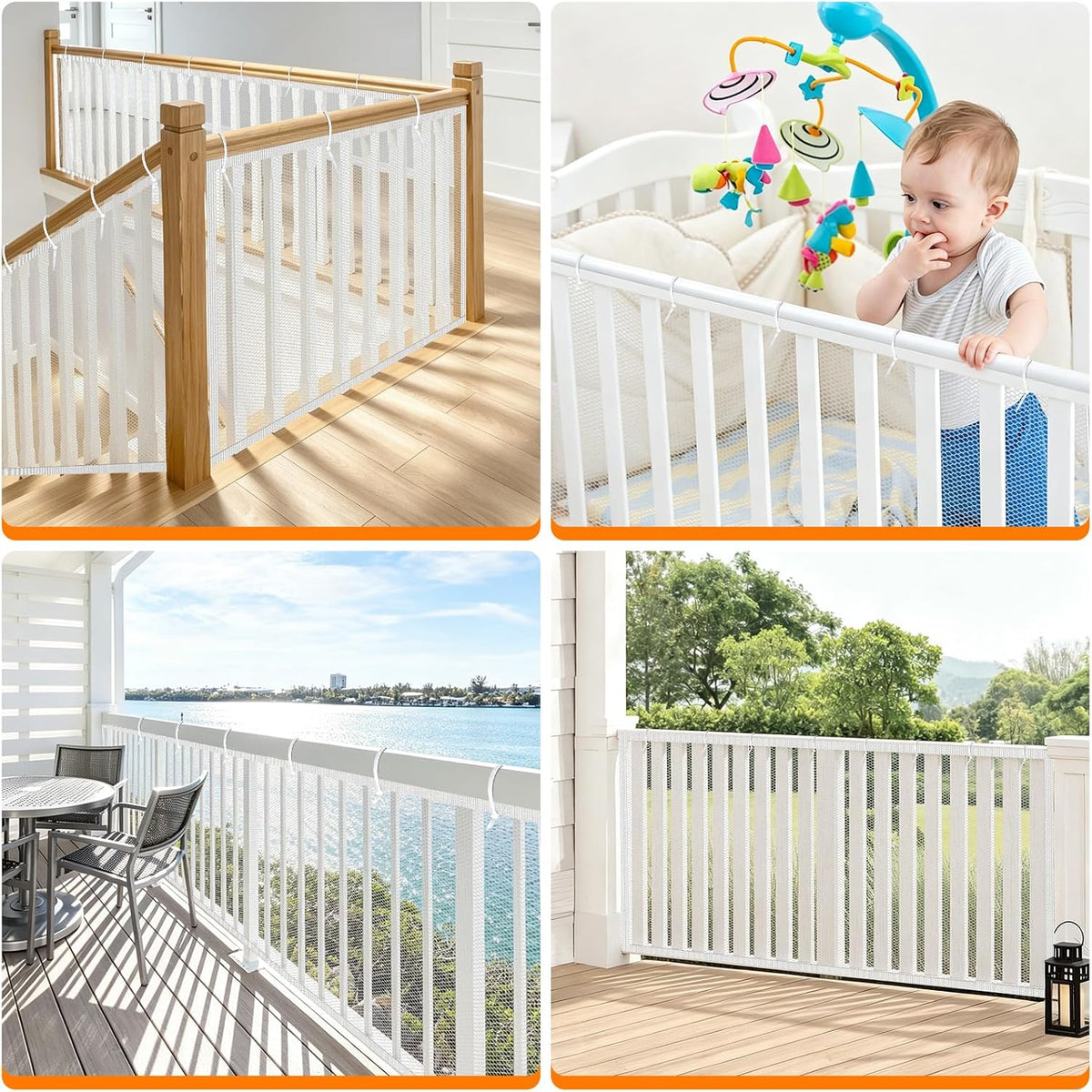 Banister Guard 15 x 3ft Balcony Net Stair Railing Cover