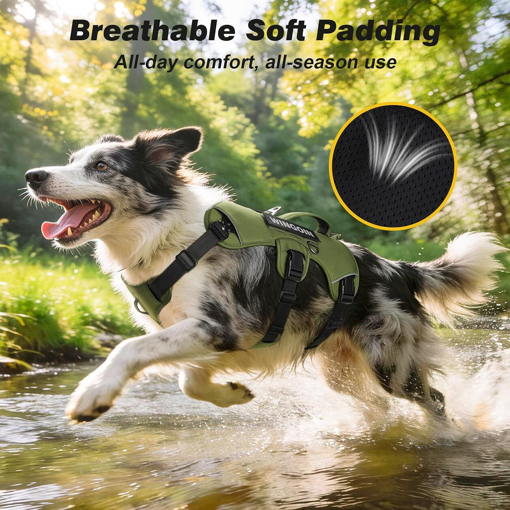 Escape Proof Dog Harness,No Pull for Large Dogs with Handle,Green,L