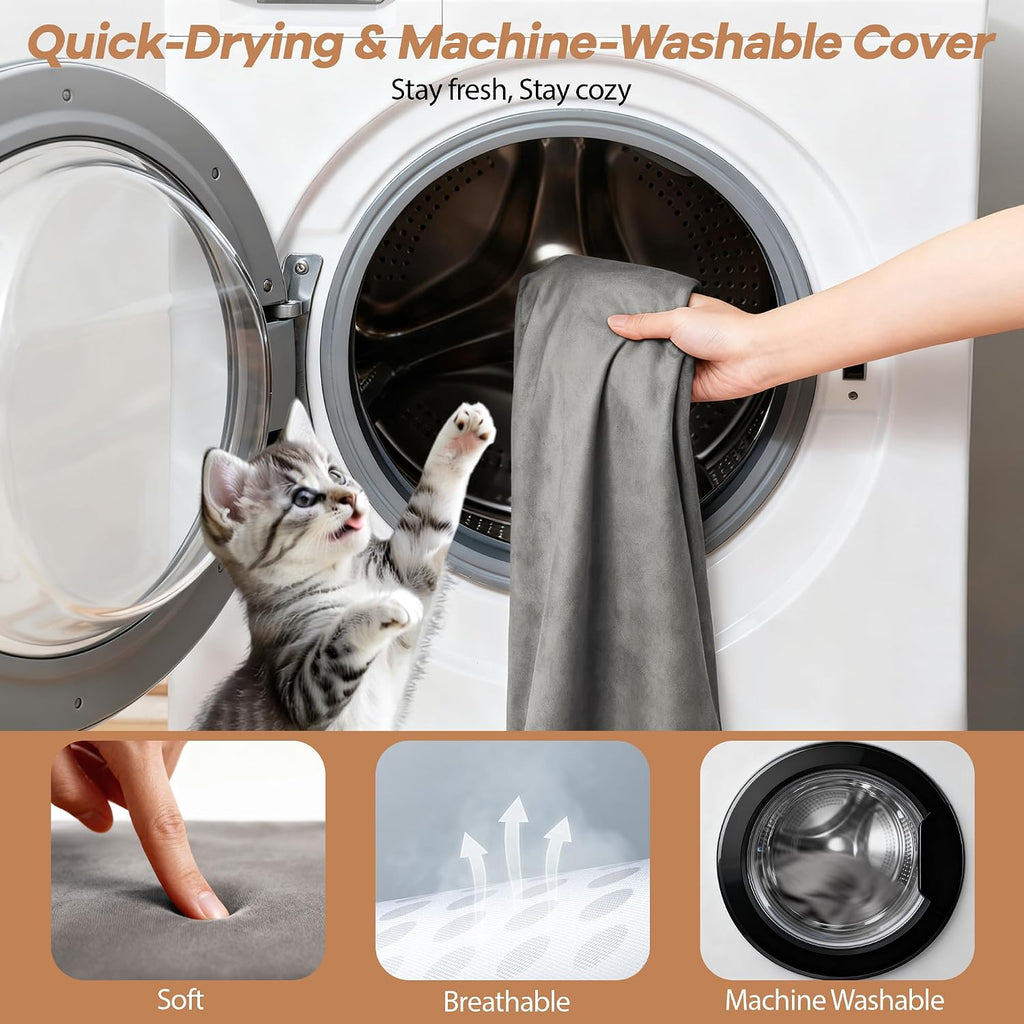 Cat Heating Pad for Bed Wamming: Electric 21.65"x13.77" Heated Cozy Mat with Removable Washable Cover Indoor Pet House P