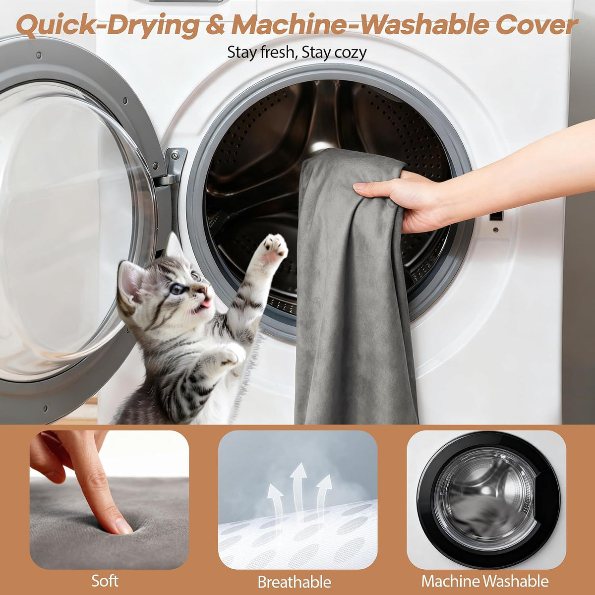 Cat Heating Pad for Bed Wamming: Electric 21.65"x13.77" Heated Cozy Mat with Removable Washable Cover Indoor Pet House P