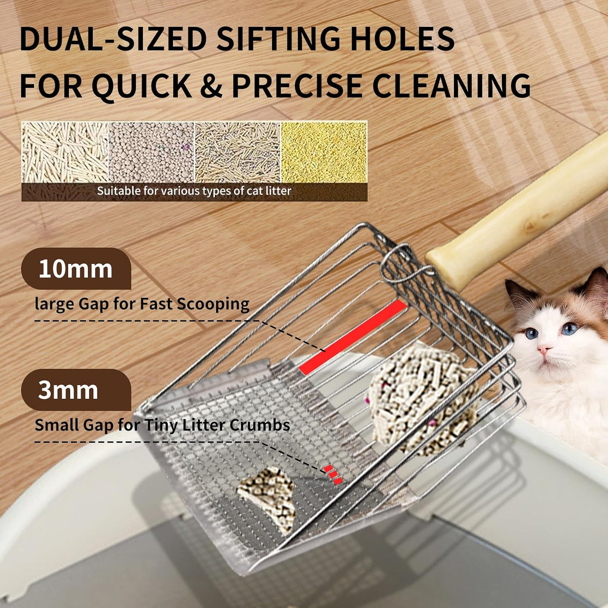 Cat Litter Scoop,Premium Kitty Shovel with Hook and Hole,Durable Heavy Duty