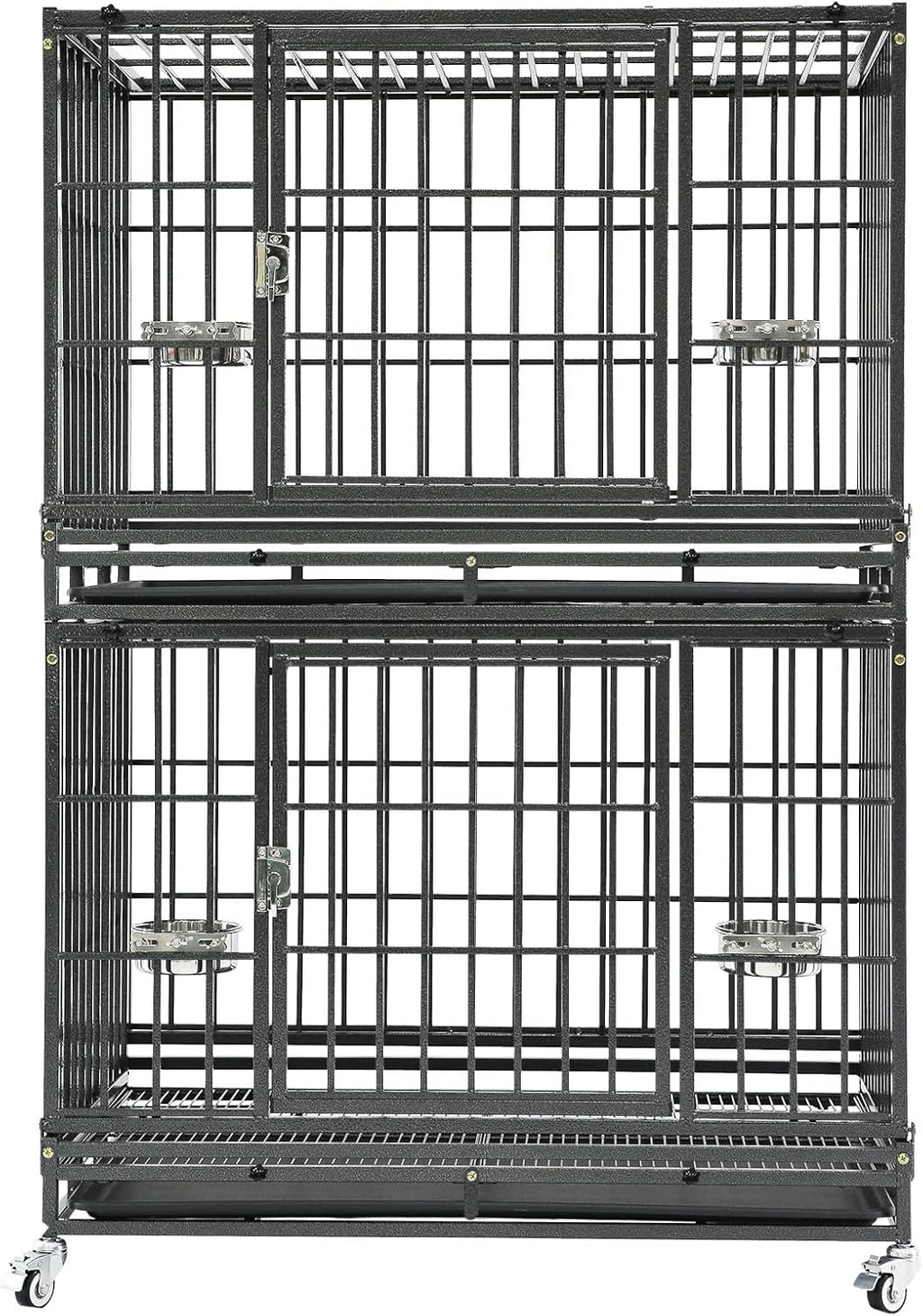 Homey Pet 37" Heavy Duty Stackable Dog Crate with Wheels for Medium Dogs