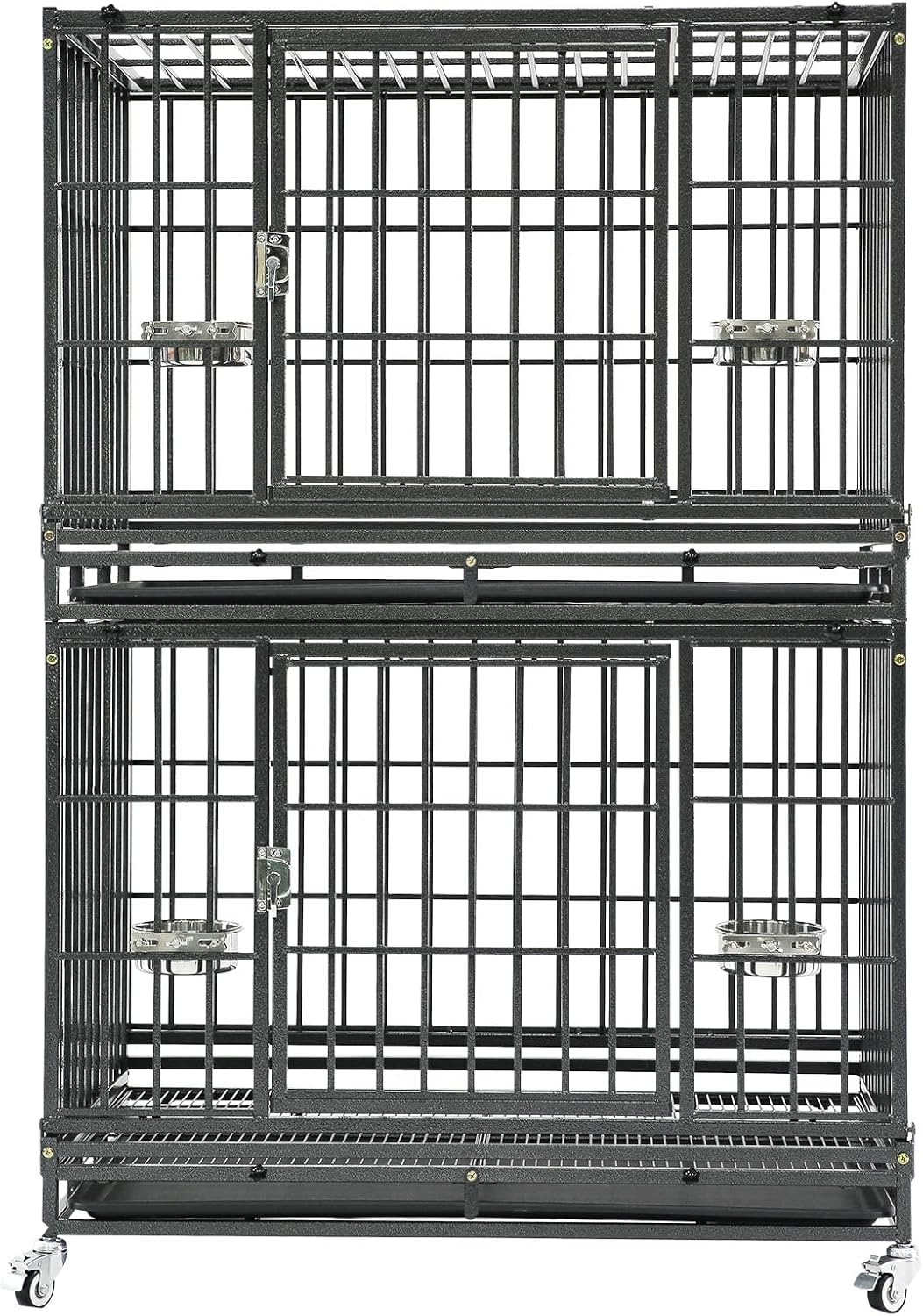 Homey Pet 37" Heavy Duty Stackable Dog Crate with Wheels for Medium Dogs