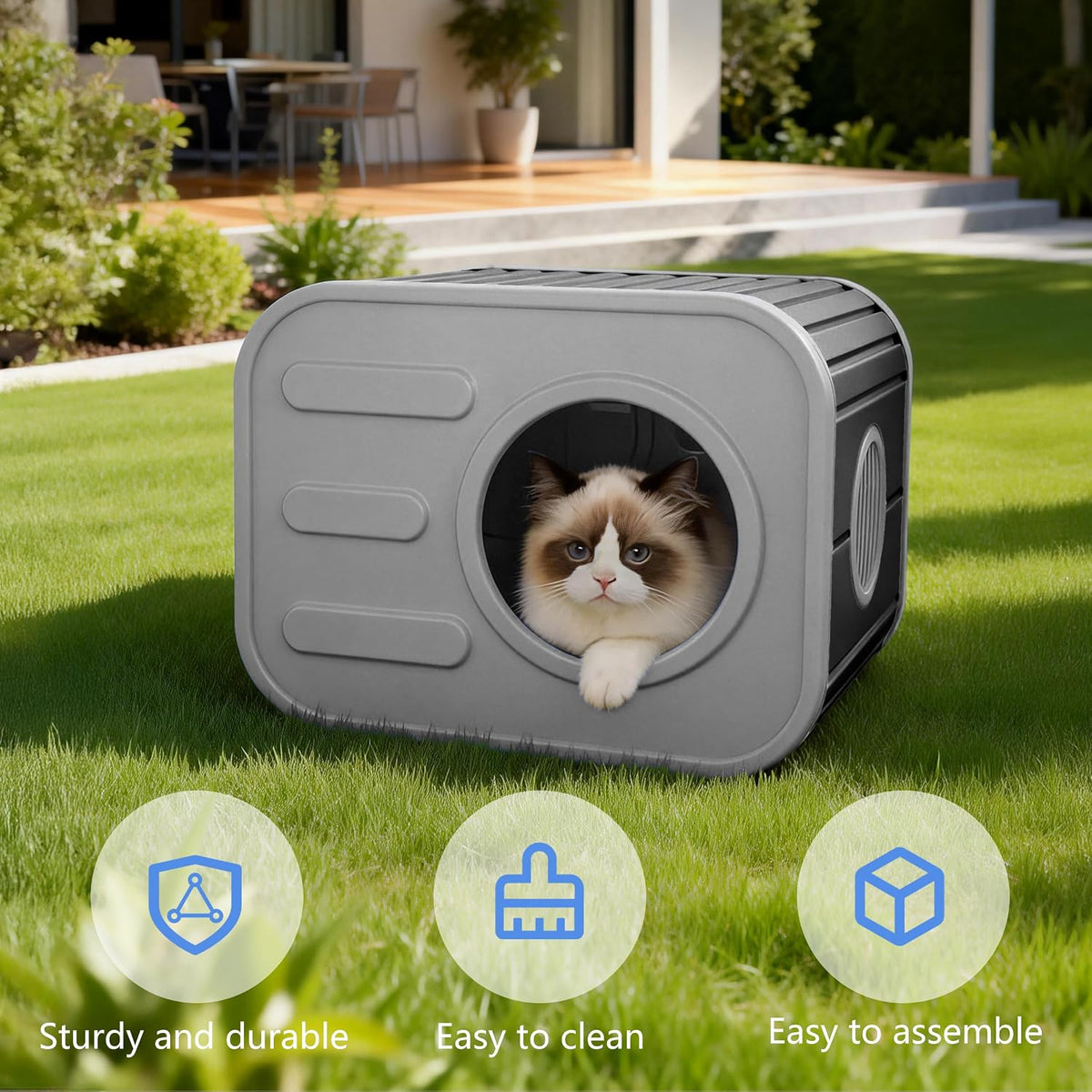 Outdoor Cat House Weatherproof, Black