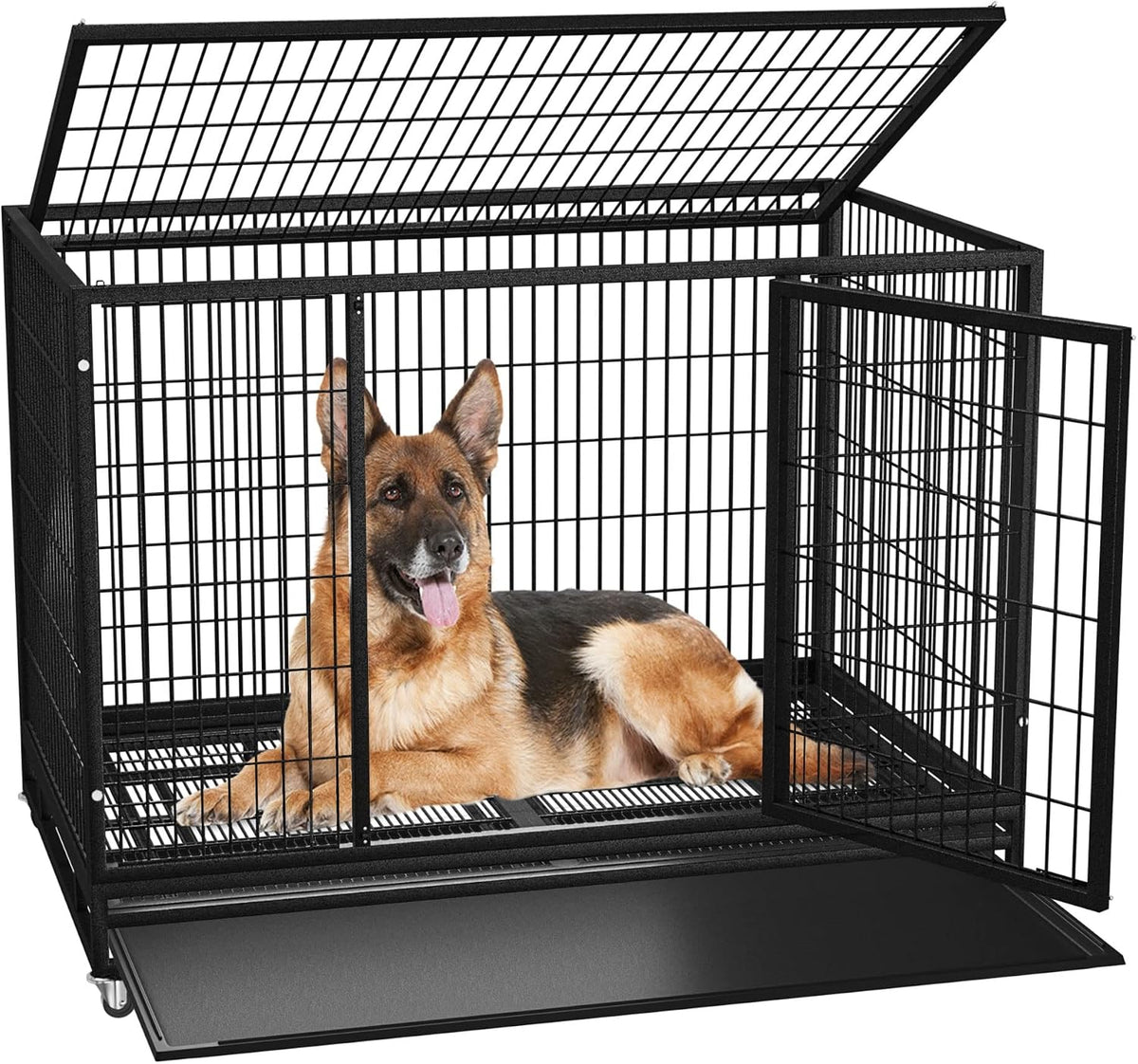 BOLDBONE 48 inch Heavy Duty Indestructible and Escape-Proof Dog Crate Cage Kennel for Large Dogs, High Anxiety Dog Crate