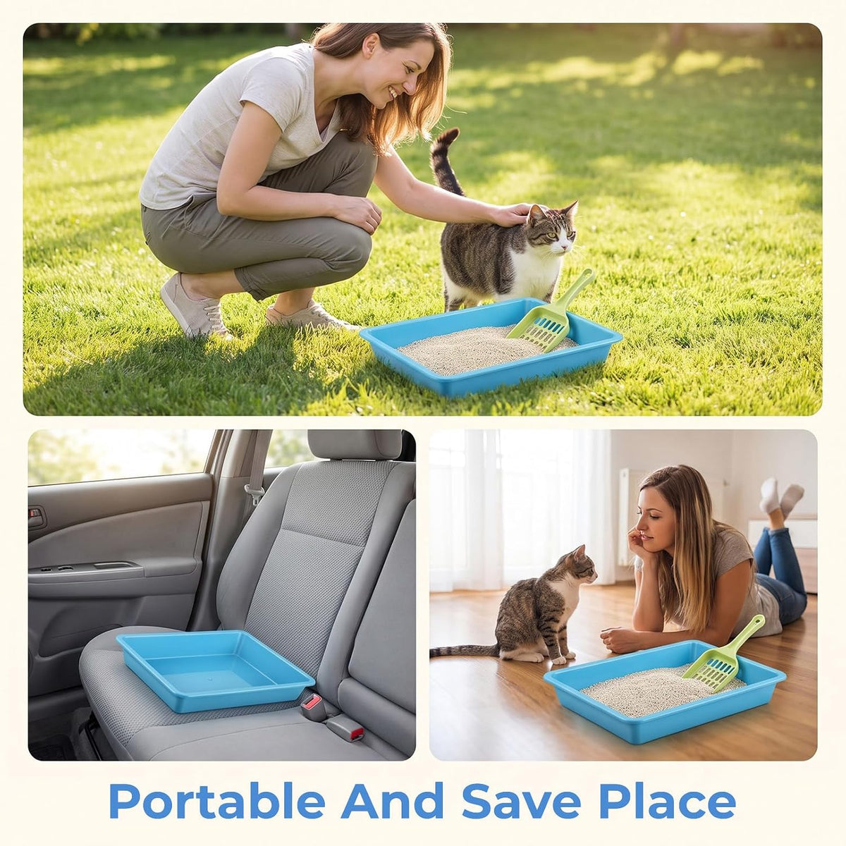 6 Pack Small Kitten Litter Box 1.6 inch Low Entry Litter Box with Scooper