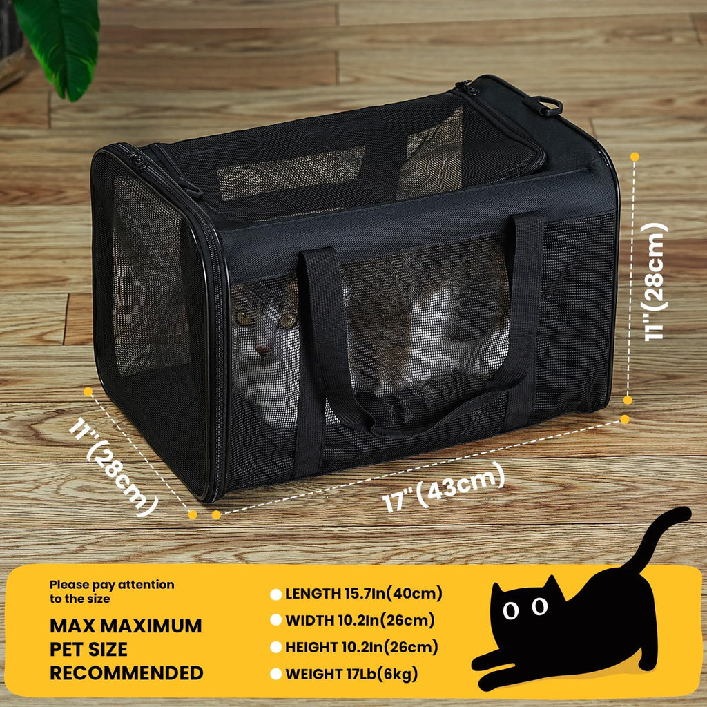 Conlun Cat Carrier Bag,Soft-Sided Pet Carriers for Dogs,M,Black