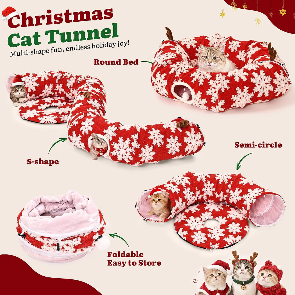 YITAHOME 58.2in Christmas Cat Tree with Cat tunnel