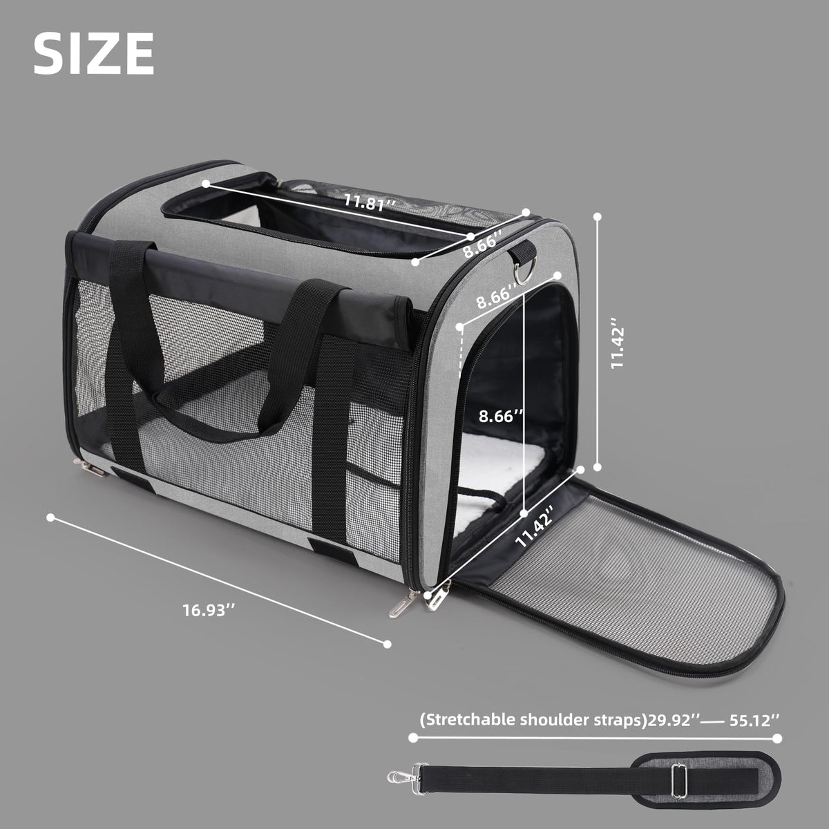 TWDEPART Cat Carrier Backpack - Multifunctional, Firm & Foldable with Roll-Up Shade, Breathable Design Includes Collapsible Bowl & Cushion (Grey)