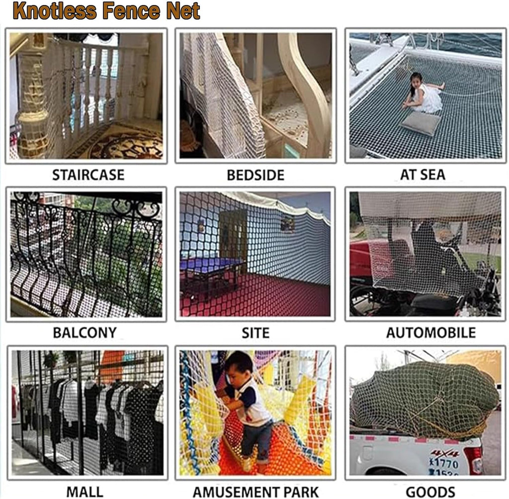 White Safety Net, Heavy Duty Knotted Rope Net,3x33FT/1x10(M) Multi‑Purpose Protective Nets for Deck, Balcony, Boat, Carg