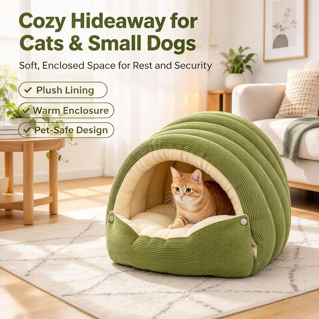 Dachshund Cave Bed, Cat Cave Bed & Dog Cave Beds (Medium,Green)