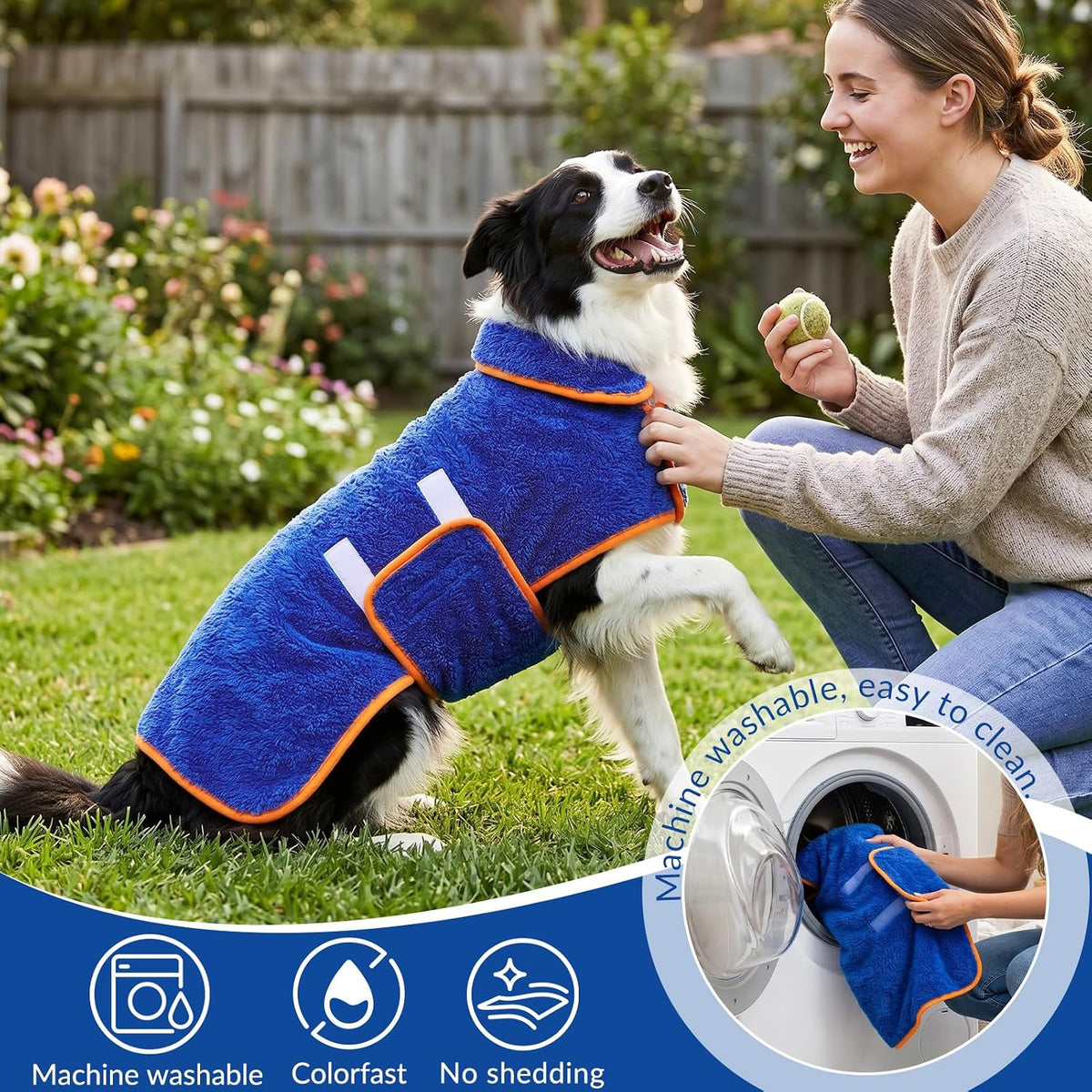 Dog Bathrobe, Super Absorbent for Small to Large Dogs, Dark Blue XL
