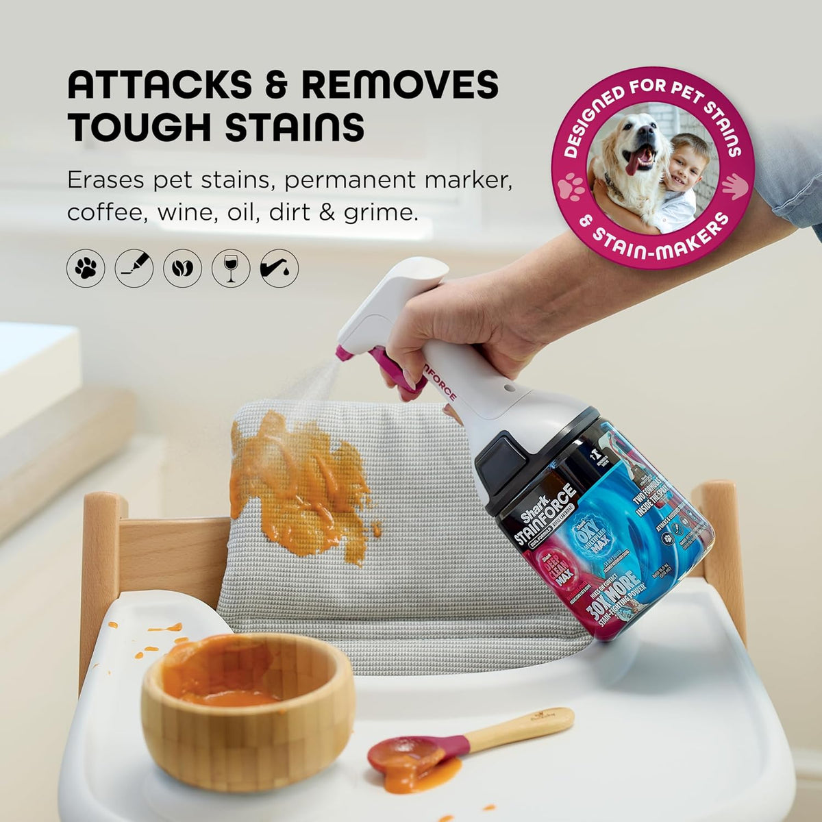 Shark StainForce Single Refill Cartridge, Stain & Odor Remover, HXCM500