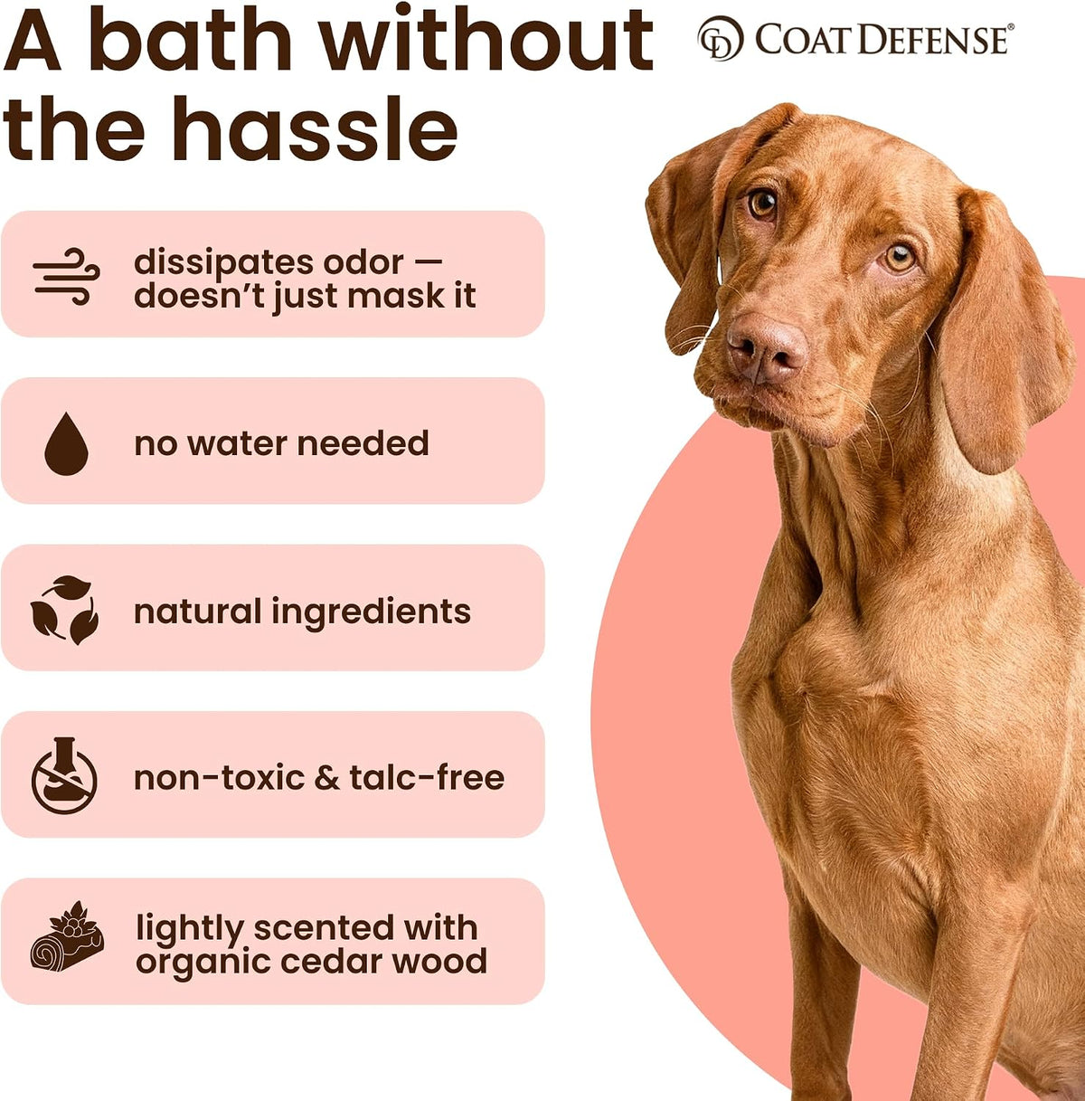 COAT DEFENSE Daily Preventative Powder | Made in USA | 3.5oz Waterless Dog Shampoo & Pet Deodorizer for Smelly Dogs | Pr