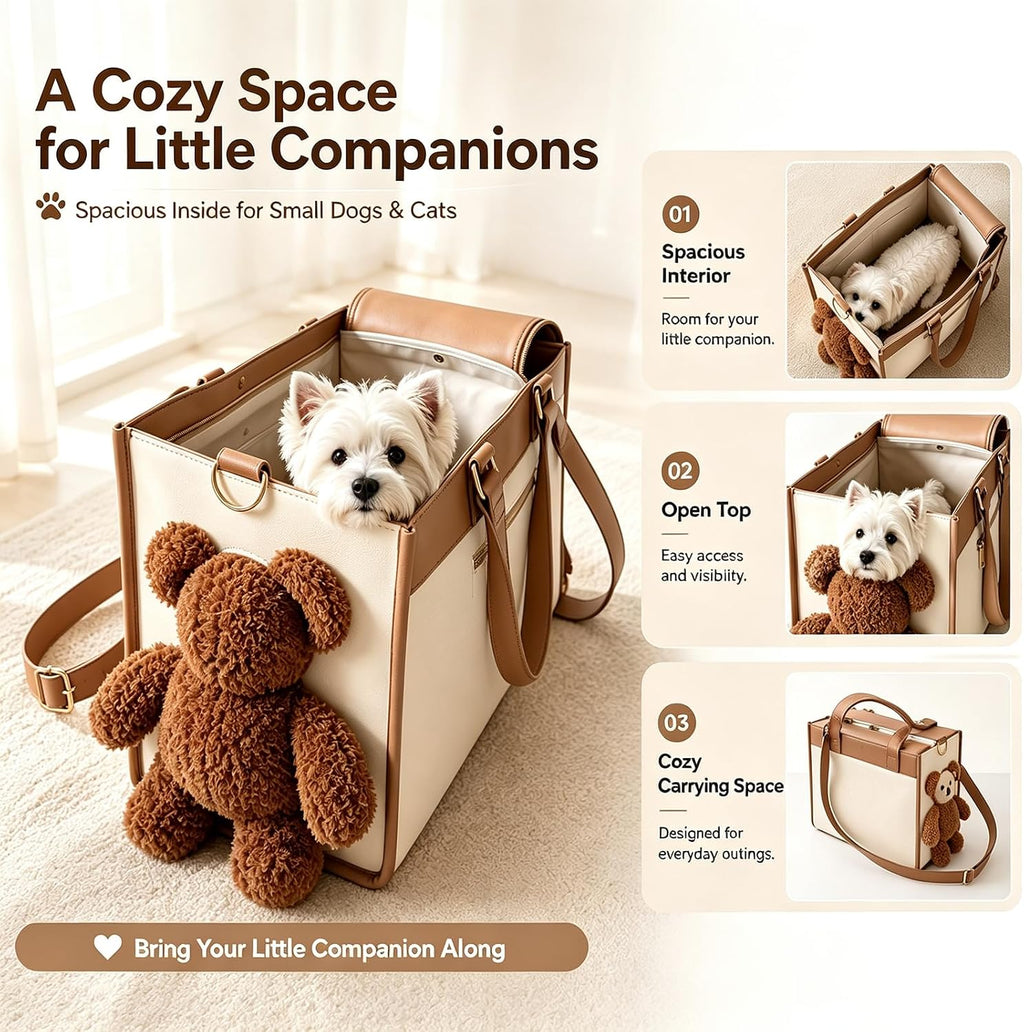 Dog Purse Carrier for Small Dogs – Teddy Bear Bag with Shoulder Strap