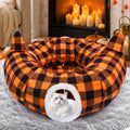 Thanksgiving Fall Cat Tunnel Bed, Cat Bed Cave Donut Tunnel for Indoor Cats