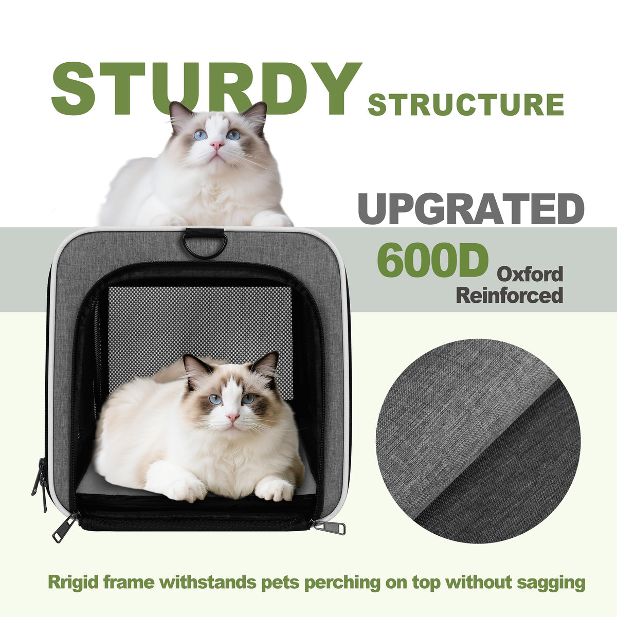 GAPZER Cat Carrier 18x11x11 Top Load, Soft-Sided Pet Travel Bag Over 15 lbs