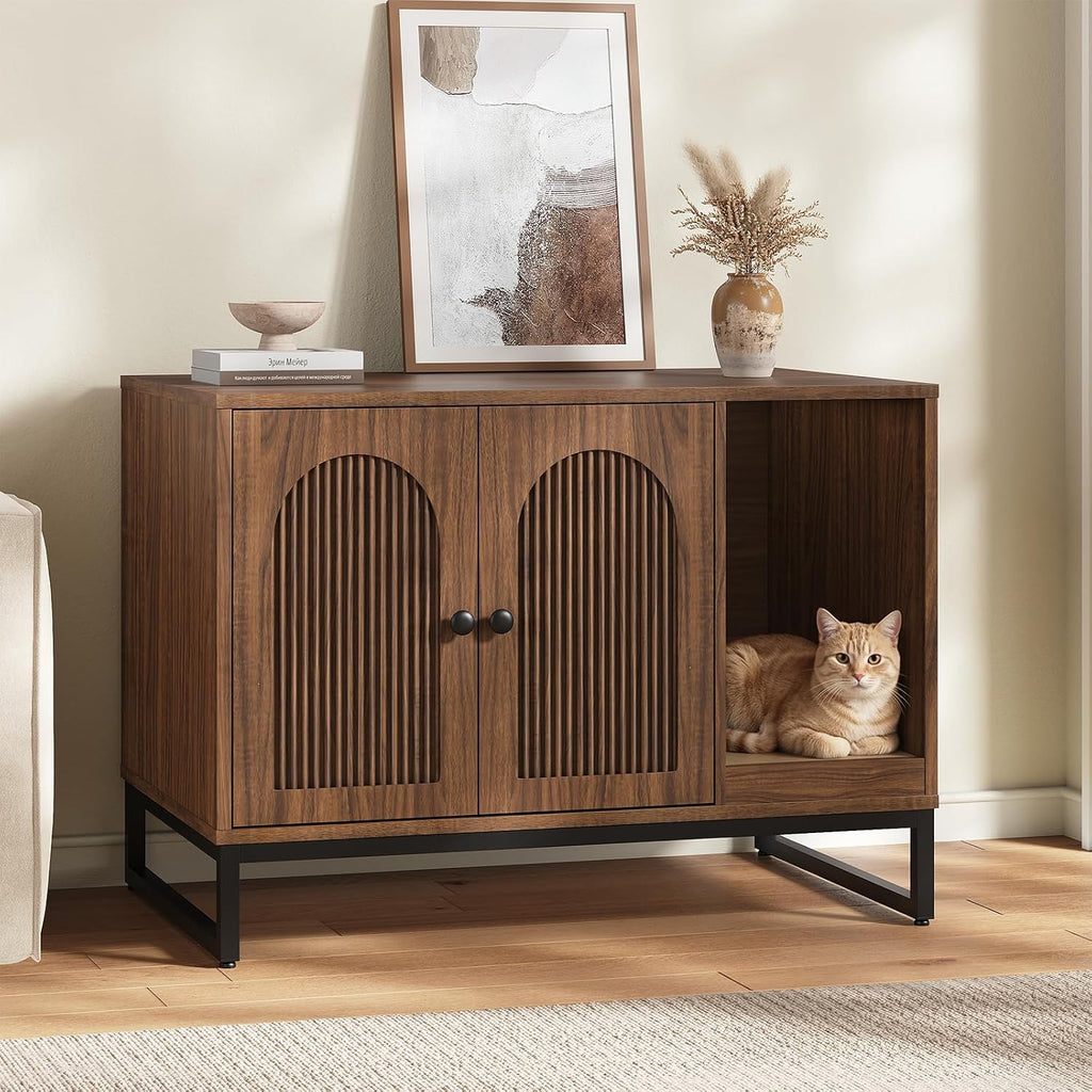 31.5" Cat Litter Box Enclosure, Hidden Litter Box with Scratch Pad