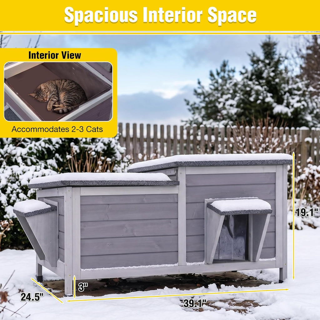 Aivituvin Heated Cat House Outdoor Weatherproof Insulated for Cats