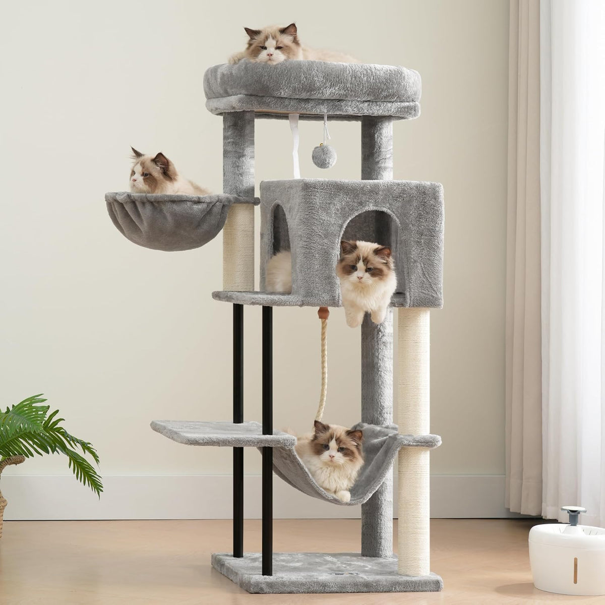 Cat Tree, 43.3'' Cat Tower with Hammock for Kittens GCT004SW