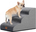 Dog Stairs for Small Dogs, 3-Step Pet Steps for Couch Sofa, Grey