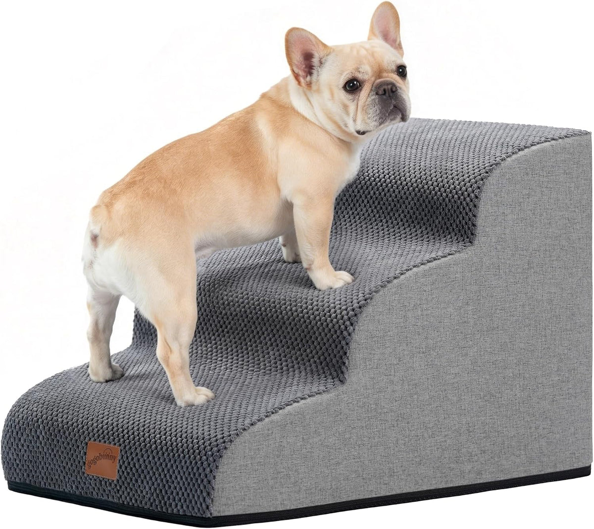 Dog Stairs for Small Dogs, 3-Step Pet Steps for Couch Sofa, Grey
