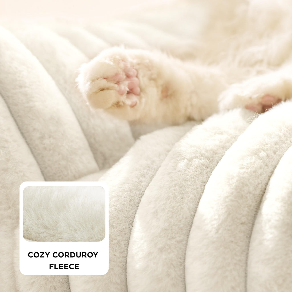 Bedsure ComfyFleece® Shown on TV Fluffy Cute Cat Couch for Pets,24in Cream