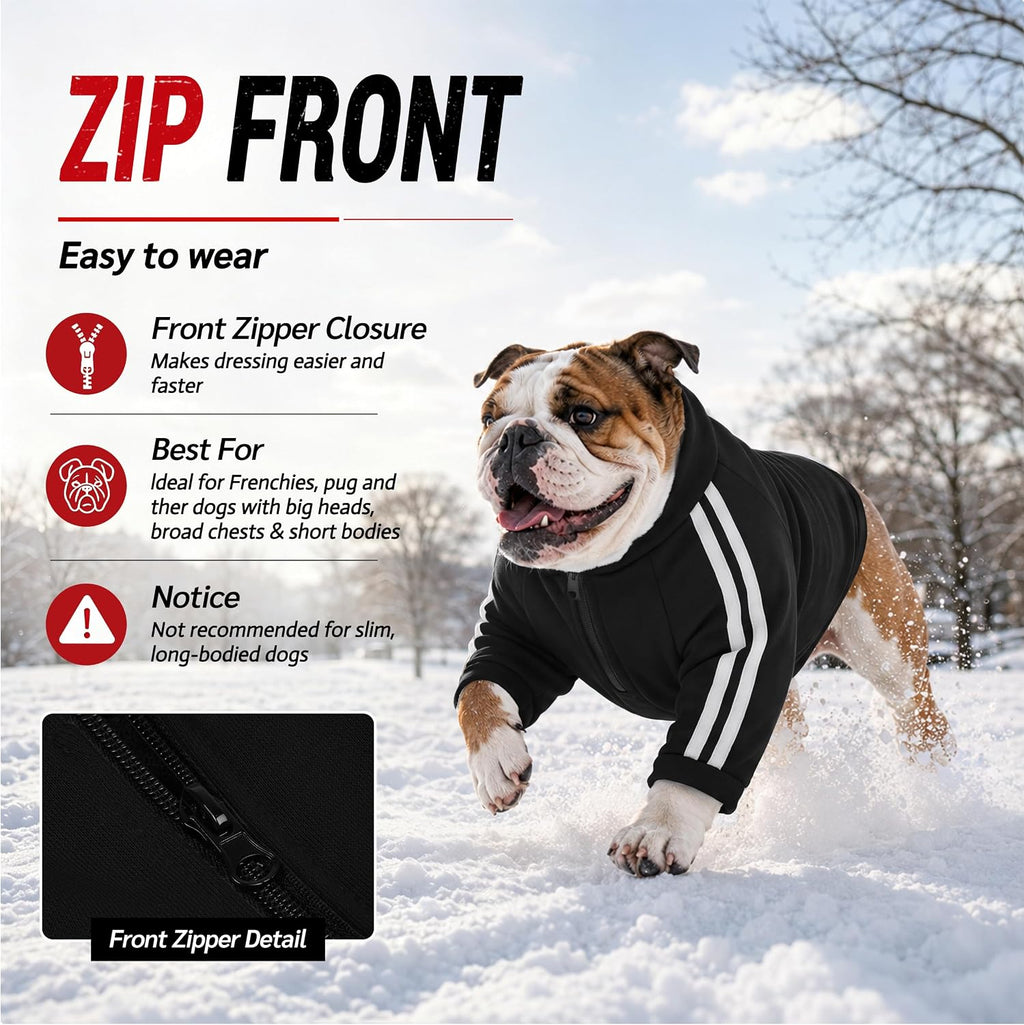 Bulldog Sweatshirt for Broad-Chested Dogs, Black, L