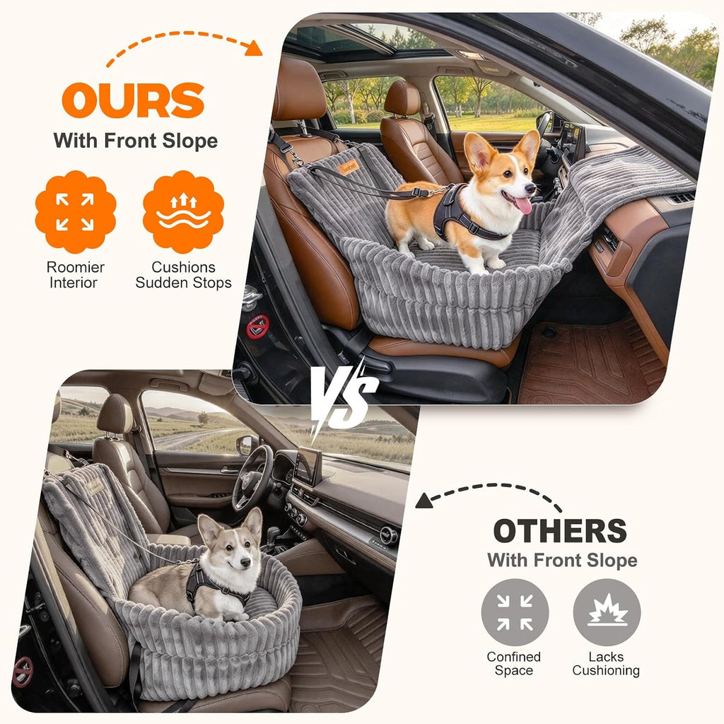 Pawaboo Dog Car Seat for Small Medium Dogs, Grey
