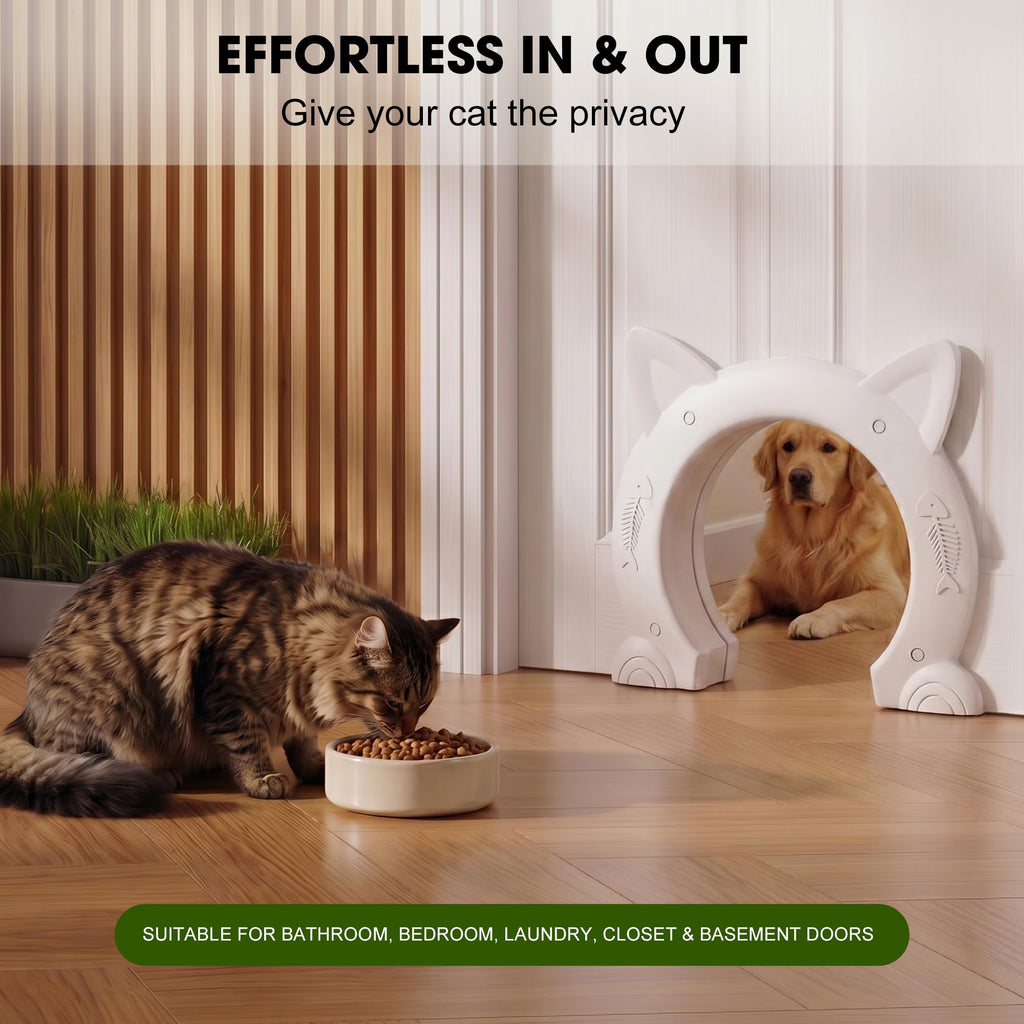Wordcam X-Large Cat Door Interior Door for Pets 14-30lbs, No Flap, White