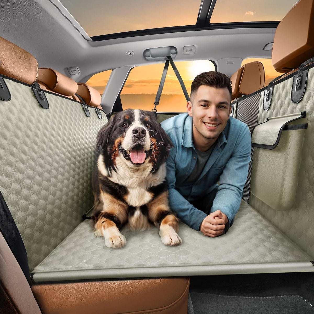 Back Seat Extender for Dogs, Heavy Duty Dog Car Seat Cover for Back Seat