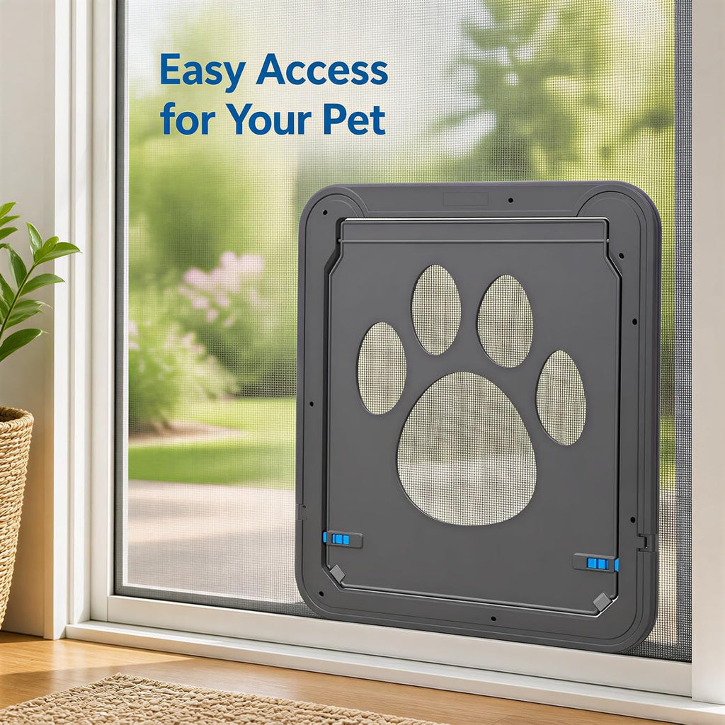 Screen Door Pet Door for Small Pets with Flap, Strong ABS Construction, 11.4 x 9.4 x 0.4 in, Easy Installation, Paw Patt