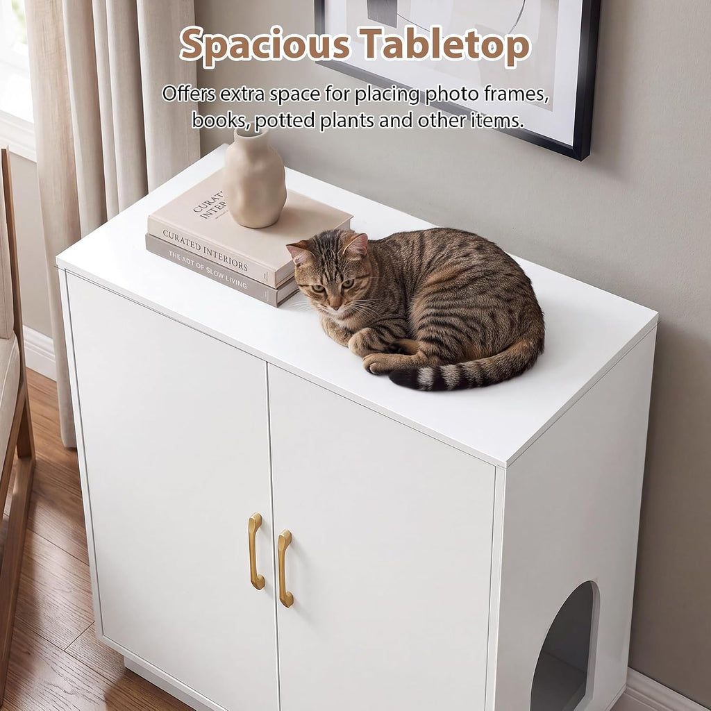 Gitelsnour 30.9'' Litter Box Enclosure Furniture- Hidden Storage, CLB003WT