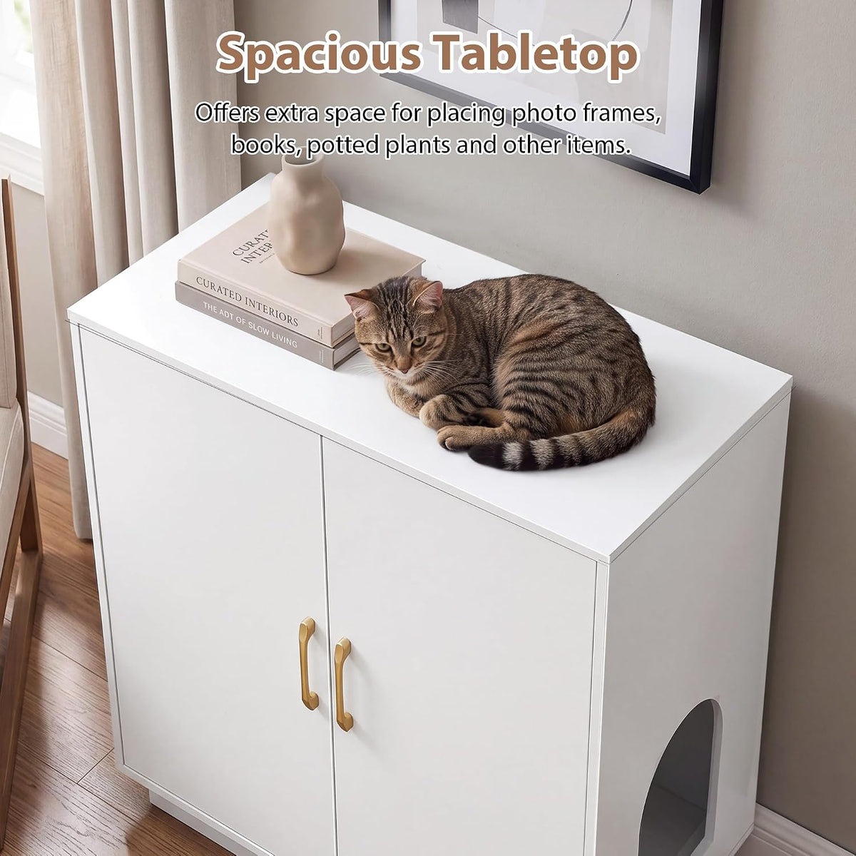 Gitelsnour 30.9'' Litter Box Enclosure Furniture- Hidden Storage, CLB003WT