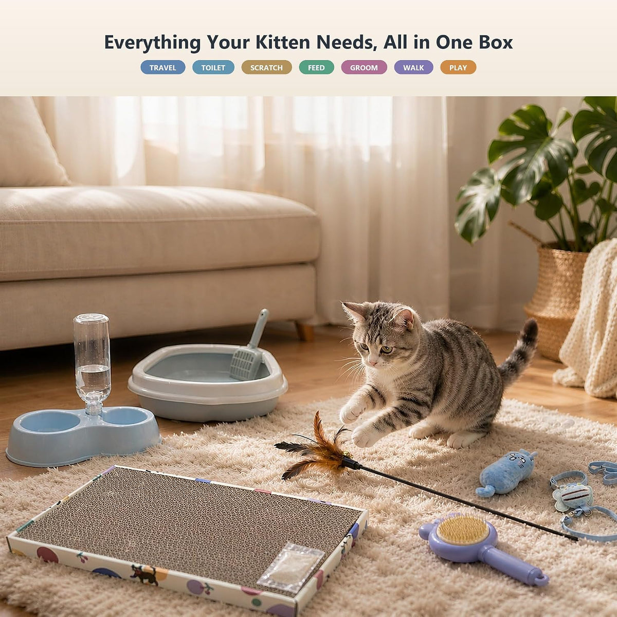 16PCS Kitten Starter Kit,Kitten Essentials Includes New Cat Essentials,Toys