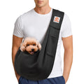 Tomkas Small Dog Cat Sling Carrier Puppy Purse Travel Wrap Soft Crossbody Pet Bag (Black1, M - Classic Pocket & Classic Strap)