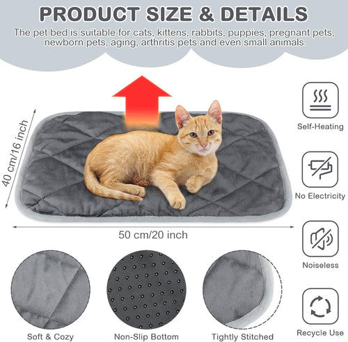 2 Pack Self Warming Cat Bed Thermal Pet Mat, Gray, 16 x 20 Inches