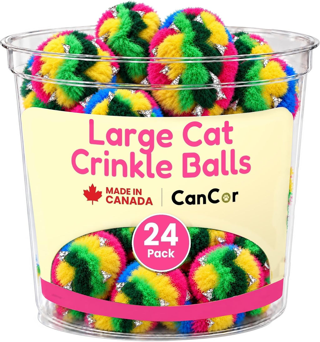 Crinkle Balls for Cats, Original 1.5 Inch, 4 Pack, Crinkle Cat Toy, CanCor
