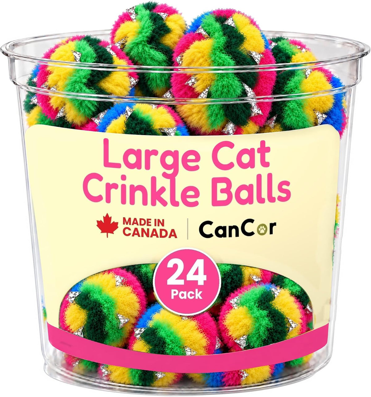 Crinkle Balls for Cats, Original 1.5 Inch, 4 Pack, Crinkle Cat Toy, CanCor