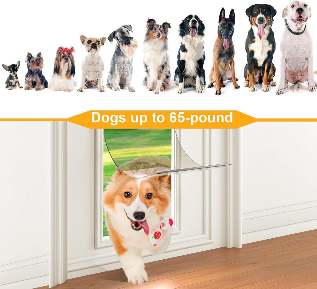 2-Pack Extra Large Transparent Dog Door Replacement Flaps Size 9 3/4" x 17"