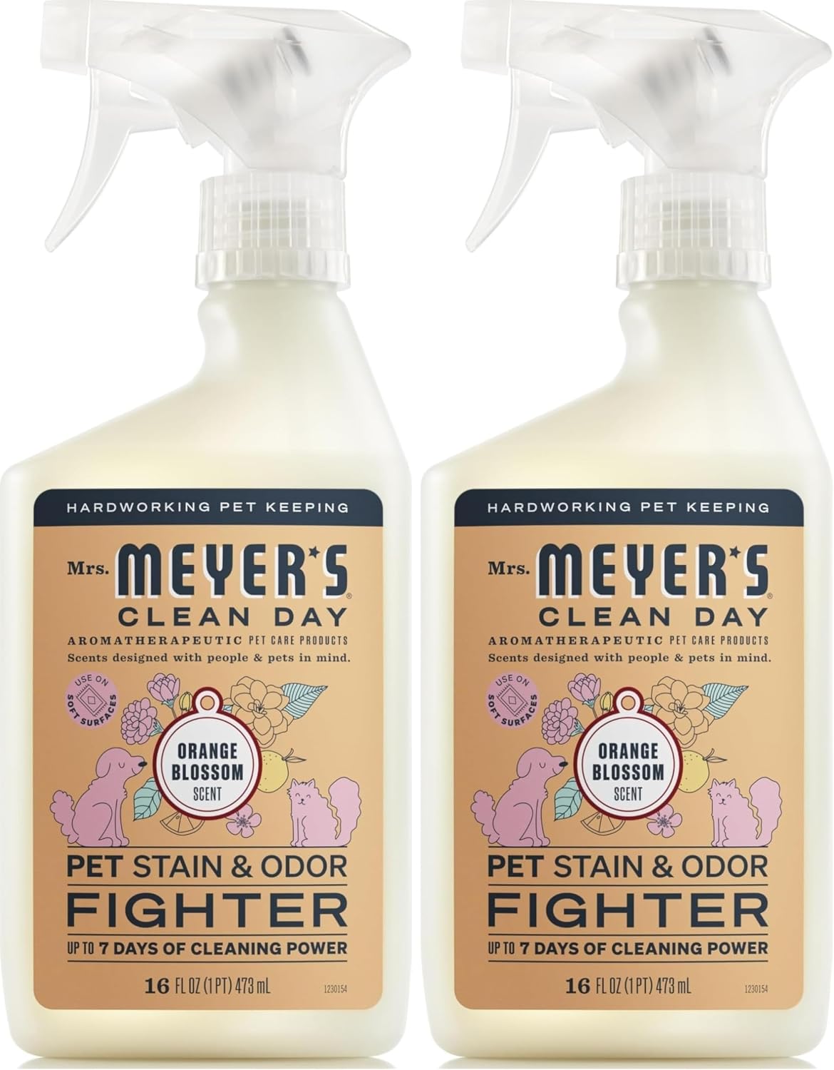 Mrs. MEYER'S CLEAN DAY Pet Stain & Odor Fighter,Orange Blossom Scent,16oz,(Pack of 2)