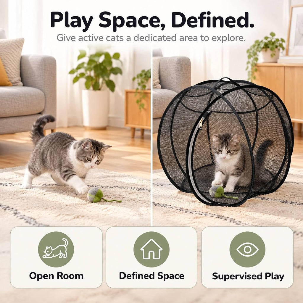 360° Panoramic Cat Playpen Enclosure, Rolling Cat Hamster Ball for Outside