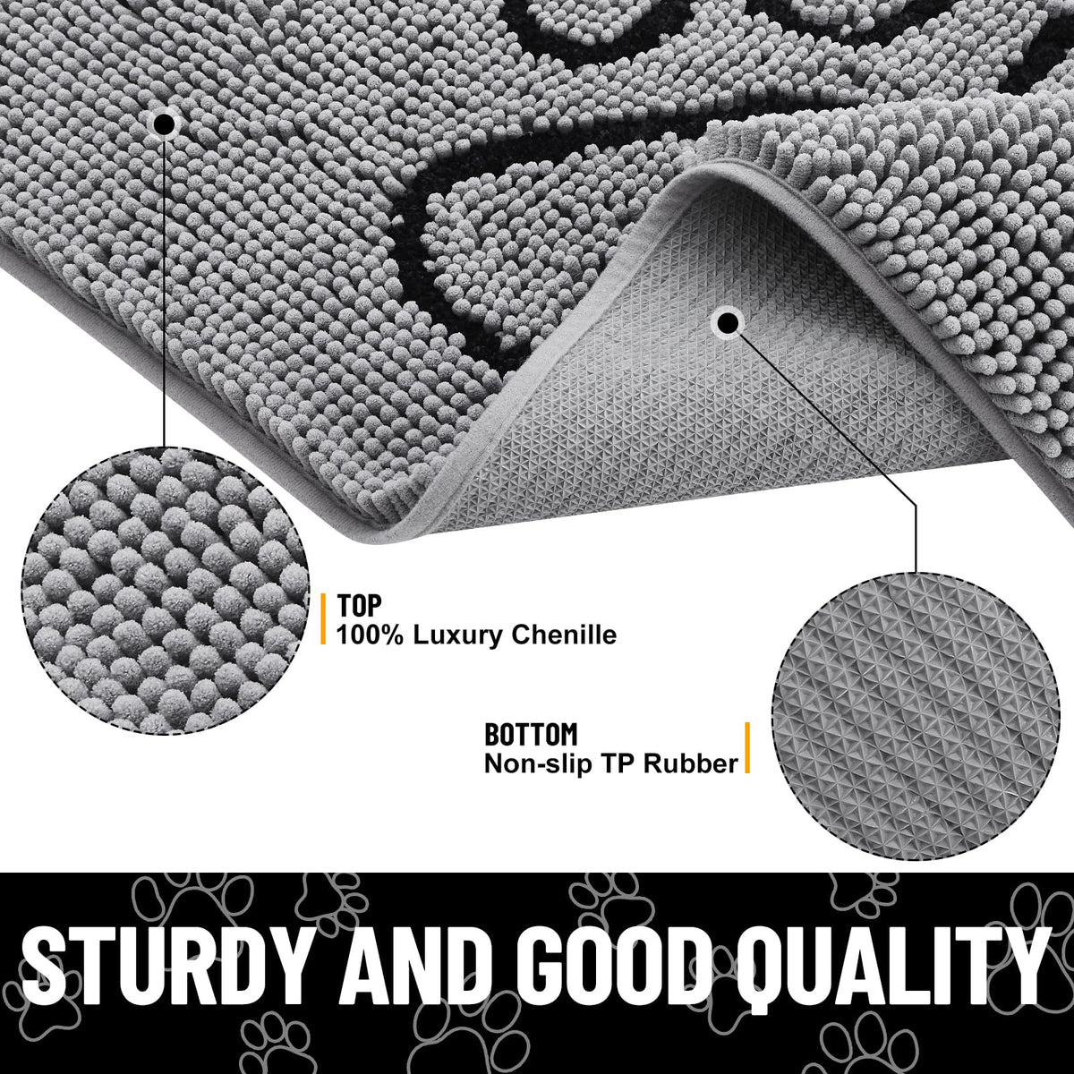 Smiry Dog Door Mat for Muddy Paws, Absorbent Non Slip Dirt Trapper, 30x20