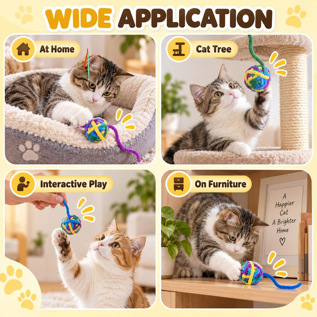 10Pcs Hanging Cat Toys 1.65 in Cat String Toys for Indoor Cats with Bell