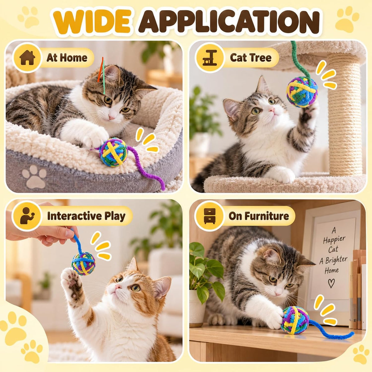 10Pcs Hanging Cat Toys 1.65 in Cat String Toys for Indoor Cats with Bell